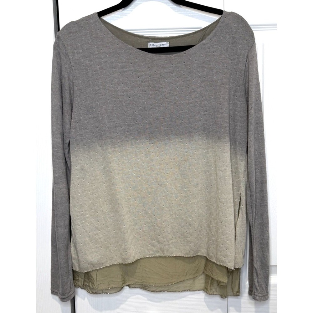 Tempo Paris Sheer Layered Eyelet Sweater Size S/M Fairy Grunge Indie Boho Dainty